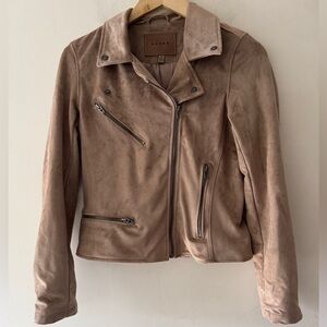 BLANK NYC Faux Suede Tan Zip Up Moto Jacket